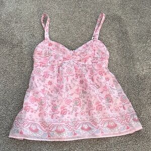 Pink be Floral Spaghetti Strap Tank Top